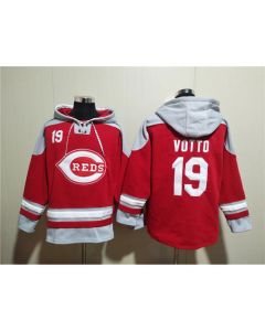 Men's Cincinnati Reds #19 Joey Votto Red Ageless Must-Have Lace-Up Pullover Hoodie
