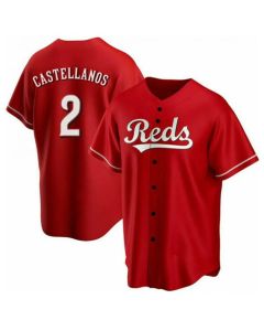 Men's Cincinnati Reds #2 Nick Castellanos Red Cool Base Stitched Baseball Jersey