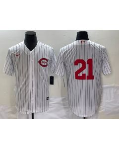 Men's Cincinnati Reds #21 Hunter Greene White Field of Dreams Stitched Baseball Jersey