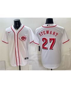 Men's Cincinnati Reds #27 Sal Stewart White Stitched Baseball Jersey