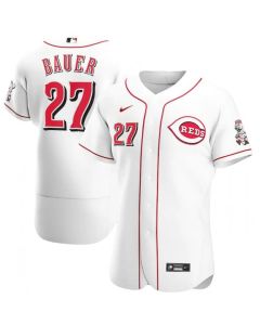 Men's Cincinnati Reds #27 Trevor Bauer White Flex Base Stitched Jersey