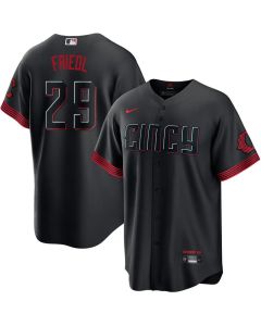 Men's Cincinnati Reds #29 TJ Friedl Black City Connect Jersey (Black)