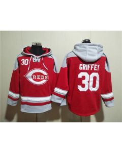 Men's Cincinnati Reds #30 Ken Griffey Jr. Red Ageless Must-Have Lace-Up Pullover Hoodie