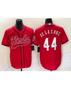 Men's Cincinnati Reds #44 Elly De La Cruz Red Cool Base Stitched Baseball Jersey (Red)