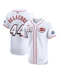 Men's Cincinnati Reds #44 Elly De La Cruz White 2025 MLB Speedway Classic Home Elite Player Jersey