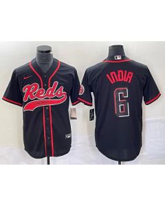 Men's Cincinnati Reds #6 Jonathan india Black Cool Base Stitched Baseball Jersey