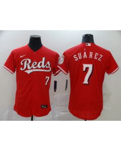 Men's Cincinnati Reds #7 Eugenio Suarez Red Flex Base Stitched MLB Jersey