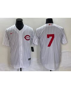 Men's Cincinnati Reds #7 Spencer Steer White Field of Dreams Stitched Baseball Jersey