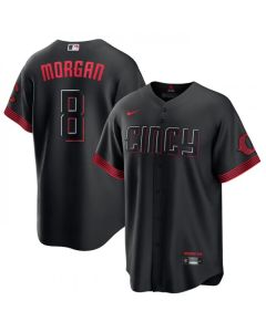 Men's Cincinnati Reds #8 Joe Morgan Black 2023 City Connect Stitched Jersey