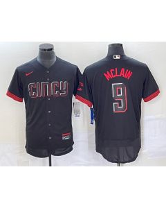 Men's Cincinnati Reds #9 Matt McLain Black 2023 City Connect Flex Base Stitched Jersey