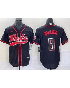 Men's Cincinnati Reds #9 Matt McLain Black Cool Base Stitched Baseball Jersey