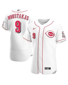 Men's Cincinnati Reds #9 Mike Moustakas White Flex Base Stitched Jersey