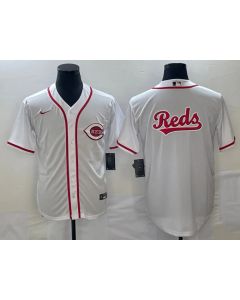 Men's Cincinnati Reds White Team Big Logo Cool Base Stitched Baseball Jersey