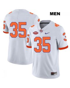 Men's Clemson Tigers #35 Justin Foster White No Name Stitched Football Jersey