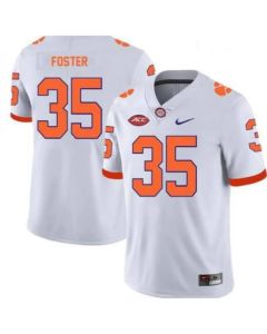 Men's Clemson Tigers #35 Justin Foster White Stitched Football Jersey