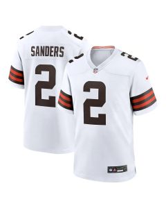 Men's Cleveland Browns #12 Shedeur Sanders White 2025 NFL Draft Game Jersey