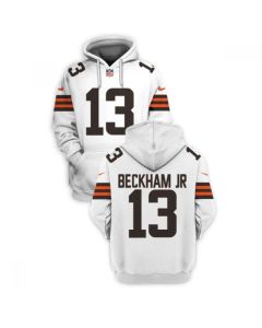 Men's Cleveland Browns #13 Odell Beckham Jr. 2021 White Pullover Hoodie