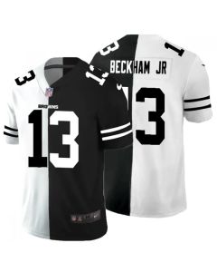Men's Cleveland Browns #13 Odell Beckham Jr. Black & White Split Limited Stitched Jersey