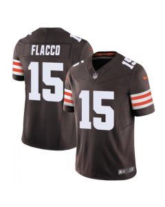 Men's Cleveland Browns #15 Joe Flacco Brown 2023 F.U.S.E. Vapor Limited Stitched Football Jersey