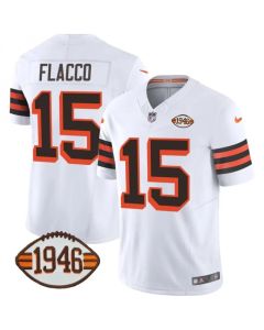 Men's Cleveland Browns #15 Joe Flacco White 2023 F.U.S.E. 1946 Collection Vapor Limited Stitched Football Jersey