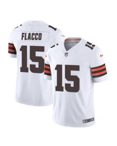 Men's Cleveland Browns #15 Joe Flacco White 2023 F.U.S.E. Vapor Limited Stitched Football Jersey