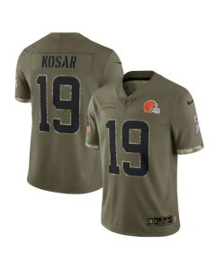 Men's Cleveland Browns #19 Bernie Kosar Olive 2022 Salute To Service Limited Stitched Jersey