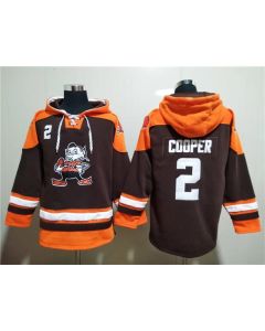 Men's Cleveland Browns #2 Amari Cooper Brown Lace-Up Pullover Hoodie