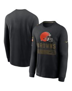 Men's Cleveland Browns 2020 Black Salute to Service Sideline Performance Long Sleeve T-Shirt