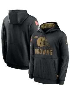 Men's Cleveland Browns 2020 Black Salute to Service Sideline Performance Pullover Hoodie