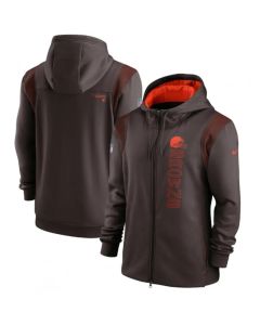 Men's Cleveland Browns 2021 Brown Sideline Team Performance Full-Zip Hoodie