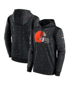 Men's Cleveland Browns 2021 Charcoal Crucial Catch Therma Pullover Hoodie
