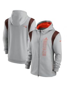 Men's Cleveland Browns 2021 Gray Sideline Team Performance Full-Zip Hoodie