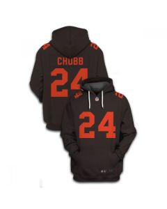 Men's Cleveland Browns #24 Nick Chubb 2021 Brown Pullover Hoodie (Brown)