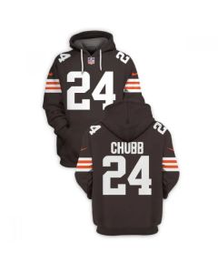 Men's Cleveland Browns #24 Nick Chubb 2021 New Brown Pullover Hoodie
