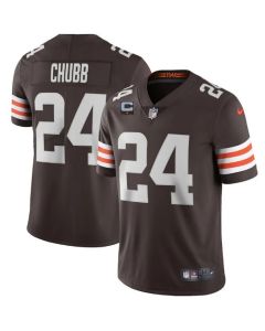 Men's Cleveland Browns #24 Nick Chubb 2022 Brown With 1-star C Patch Vapor Untouchable Limited Stitched Jersey