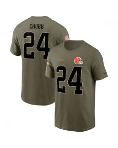 Men's Cleveland Browns #24 Nick Chubb 2022 Olive Salute to Service T-Shirt
