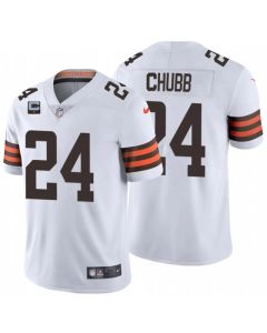 Men's Cleveland Browns #24 Nick Chubb 2022 White With 1-star C Patch Vapor Untouchable Limited Stitched Jersey