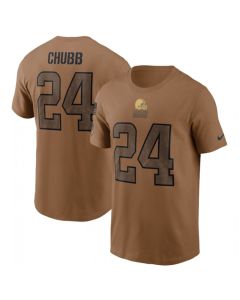 Men's Cleveland Browns #24 Nick Chubb 2023 Brown Salute To Service Name & Number T-Shirt