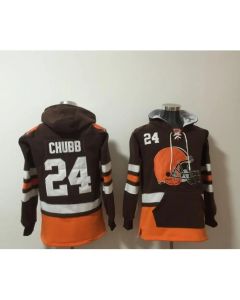 Men's Cleveland Browns #24 Nick Chubb Black Ageless Must-Have Lace-Up Pullover Hoodie