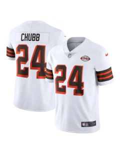 Men's Cleveland Browns #24 Nick Chubb White 1946 Collection Vapor Stitched Football Jersey