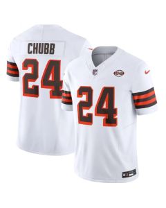 Men's Cleveland Browns #24 Nick Chubb White 2023 F.U.S.E. 1946 Collection Vapor Untouchable Limited Stitched Jersey