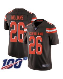 Men's Cleveland Browns #26 Greedy Williams 2019 Brown 100th Season Vapor Untouchable Limited Stitched NFL Jersey