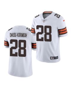 Men's Cleveland Browns #28 Jeremiah Owusu-Koramoah 2021 Draft White Vapor Untouchable Limited Stitched NFL Jersey
