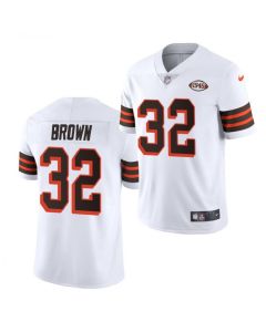 Men's Cleveland Browns #32 Jim Brown White 1946 Collection Vapor Stitched Football Jersey