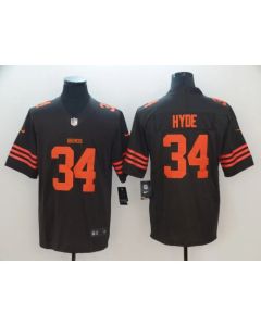 Men's Cleveland Browns #34 Carlos Hyde Brown Color Rush Limited Stitched NFL Jersey