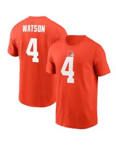 Men's Cleveland Browns #4 Deshaun Watson 2022 Orange Name & Number T-Shirt