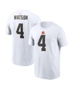 Men's Cleveland Browns #4 Deshaun Watson 2022 White Name & Number T-Shirt