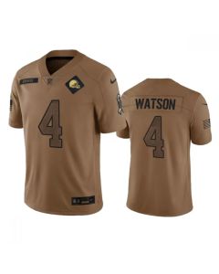 Men's Cleveland Browns #4 Deshaun Watson 2023 Brown Salute To Service Limited Stitched Jersey