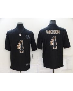 Men's Cleveland Browns #4 Deshaun Watson Black Statue of Liberty Limited Stitched Jersey