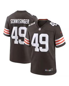 Men's Cleveland Browns #49 Carson Schwesinger Brown 2025 NFL Draft Game Jersey (Brown)